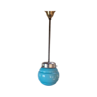 Art Deco Lamp Blauw Glas Chrome.