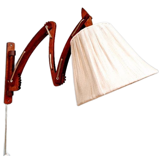 Scandinavische Wandlamp Van Teakhout Met Schaar, Jaren 60 1