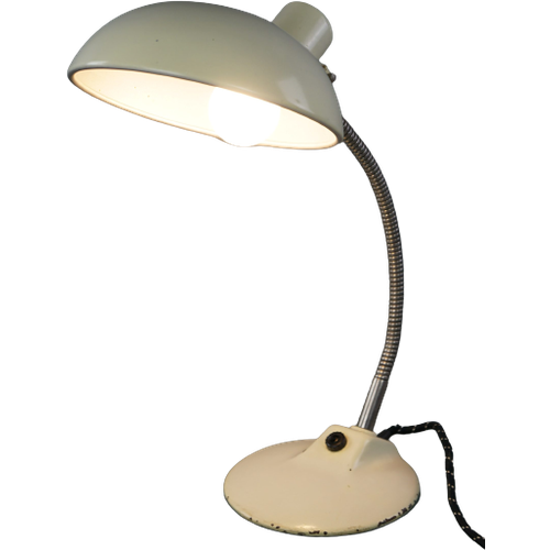 Leuke Witte Vintage Metalen Lamp/ Bureaulamp In Bauhaus Stijl Jaren ’60