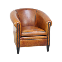 Luxe Vormgegeven Vintage Clubfauteuil Gemaakt Van Schapenleer Met Een Luxe Afwerking