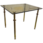 Vintage 'gouden' Messing Bijzettafel Met Fumé Glas Blad thumbnail 1