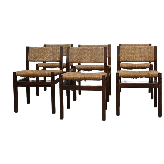 Wenge & Wicker Dining Chairs Set Of 8 'se82' Design By Martin Visser, 1970s 1