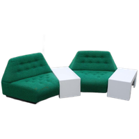Jaren '70 Fauteuils Groen Met Tafeltjes