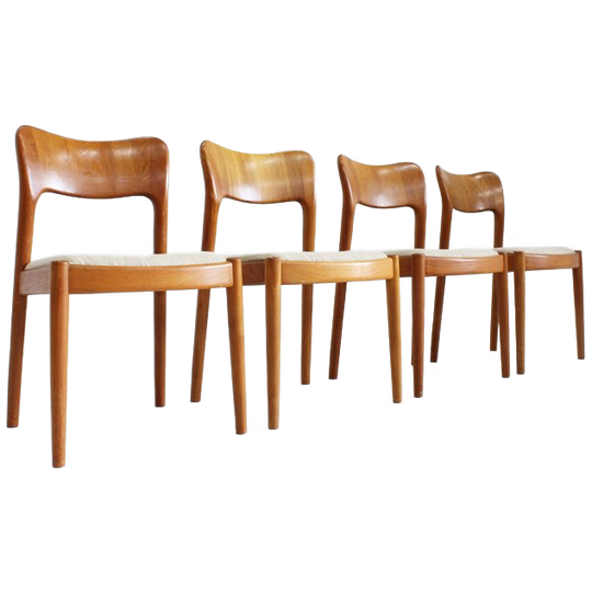 Set Van 4 Vintage Deense Eetkamer Stoelen Van Niels Koefoed 1