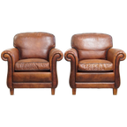 Set Van 2 Schapenleren Armchairs In Engelse Stijl Met Een Unieke Vormgeving En Mooie Kleuren thumbnail 1