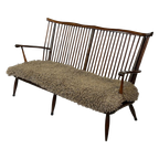 Vintage Houten Bankje Jaren 60 Hout Design Sofa Retro thumbnail 1