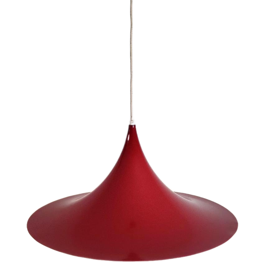 Vintage Xl Semi Of Trompet Hanglampen In Diep Rood 1