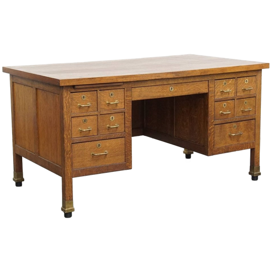Antiek Art Deco Bureau Uit Begin 20e Eeuw Gemaakt Van Eikenhout In Amsterdamse School Stijl 1