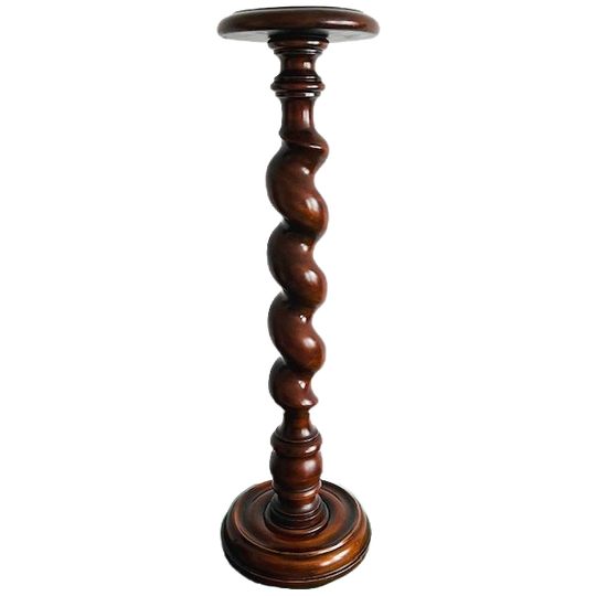 Vintage Mid-century Franse Gedraaide Plantenzuil Massief Houten Plantenstandaard 1960’s 1