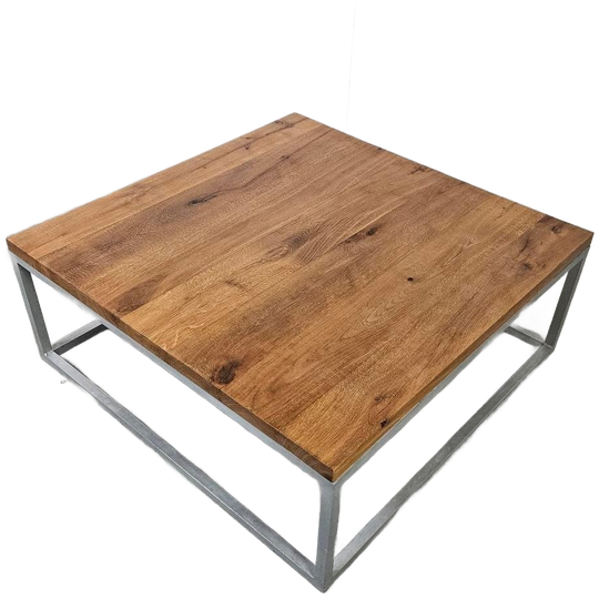 Salontafel, Wagondeur Eiken, Aluminium Frame 1