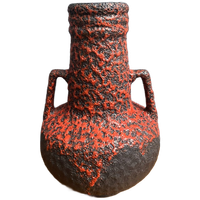 Fat Lava Vase In Red And Black By Fohr West Germany Ceramics
