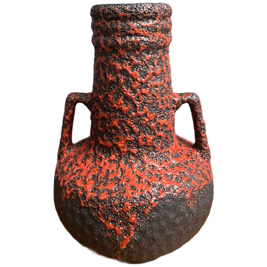 Fat Lava Vase In Red And Black By Fohr West Germany Ceramics 1