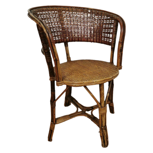 Vintage Bamboe Fauteuil, Rattan Stoel, Stoeltje