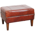 Cognac-Kleurige Hocker Gemaakt Van Rundleer thumbnail 1