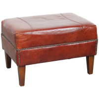 Cognac-kleurige Hocker Gemaakt Van Rundleer