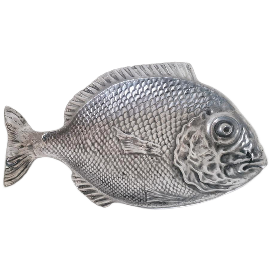 Fraaie Zware Metalen Visschaal 45 Cm Lang 1
