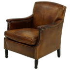 Patinated Sheep Leather Armchair 1950s thumbnail 1
