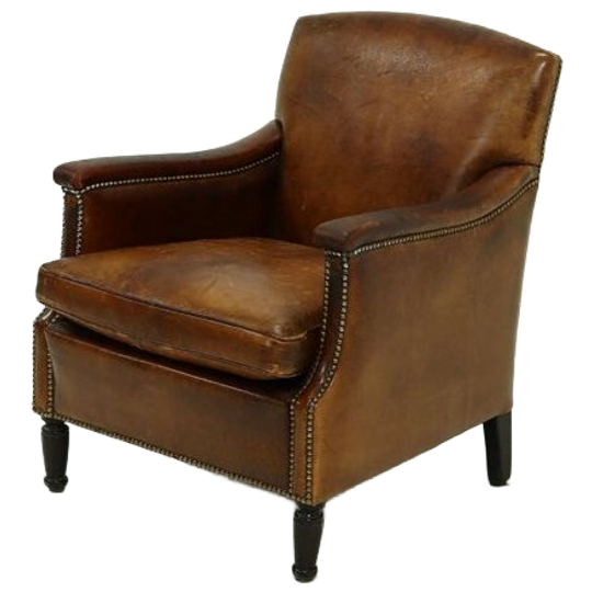 Patinated Sheep Leather Armchair 1950s 1