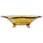 Vintage Glazen Fruitschaal Rüdesheim Amber Glas Walther & Sons thumbnail 1