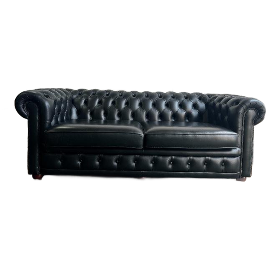 Stoere Zwarte Lederen Chesterfield Zetel / Canapé / Sofa 1