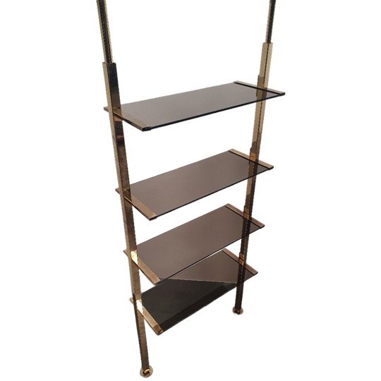 Belgo Chrom Glass Brass Freestanding Wall Unit Regency Bar 1