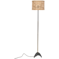 50’S Vloer Lamp Met Nieuwe Rotan Kap 64681