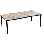 Rechthoekige Salontafel In Zwart Gelakt Metaal En Arabescato Marmer thumbnail 1