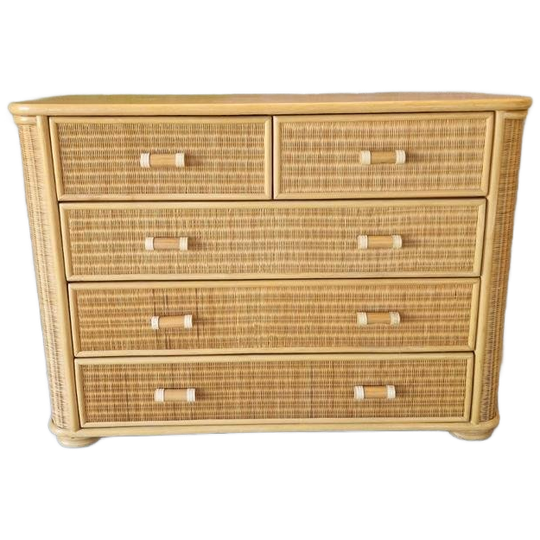Vintage Rotan En Bamboe Commode 1
