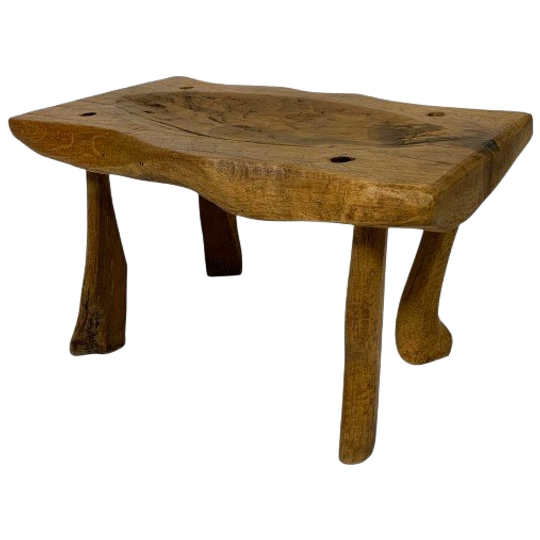 Vintage Eiken Boomstamkrukje, Jaren 60 1