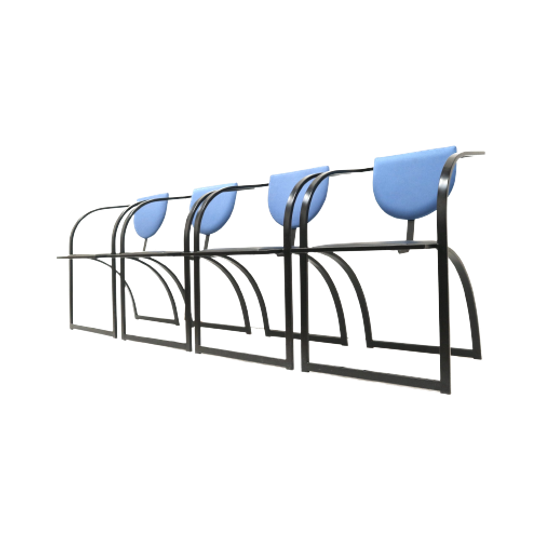 Set Van 4 Vintage Postmoderne Eetkamerstoelen Model 'cosinus' Van Karl Friedrich Förster Voor KFF 1