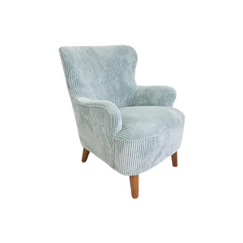 Vintage Artifort Fauteuil Blauw | Lichtblauwe Rib Theo Ruth