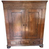 Antieke Vintage Eikenhouten Biedermeierkast
