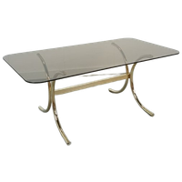 Rookglas Salontafel Met Goudkleurige Poten Uit Zweden
