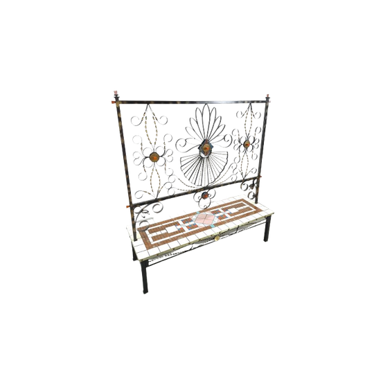 Stalen Vintage Plantenrek Met Gekleurde Tegels, Roomdivider 1