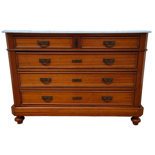 Vintage Antiek Frans Dressoir Commode Ladekast Badkamermeubel Met Marmer Blad 1