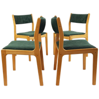Vintage Deense Stoelen Groene Ribstof | Oak Danish Chairs
