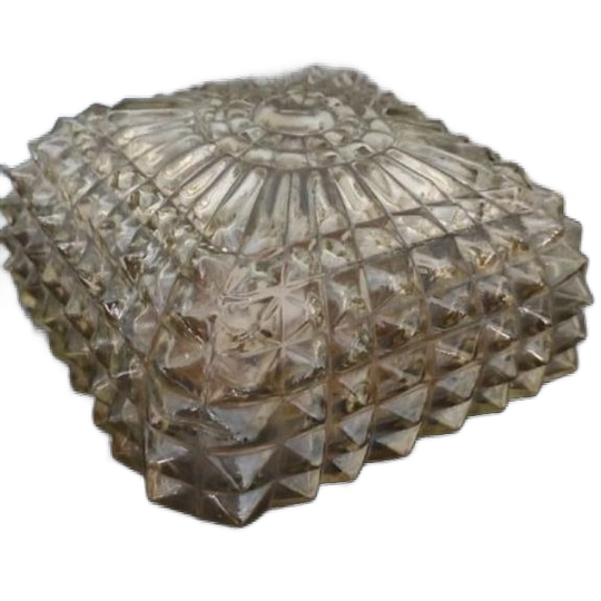 Vintage Plafondlamp Glas Vierkant 1