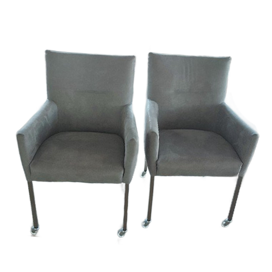 Twee Eetkamer Stoelen Grijs Micro Leder Met Skeet Draai Wieltjes . 1
