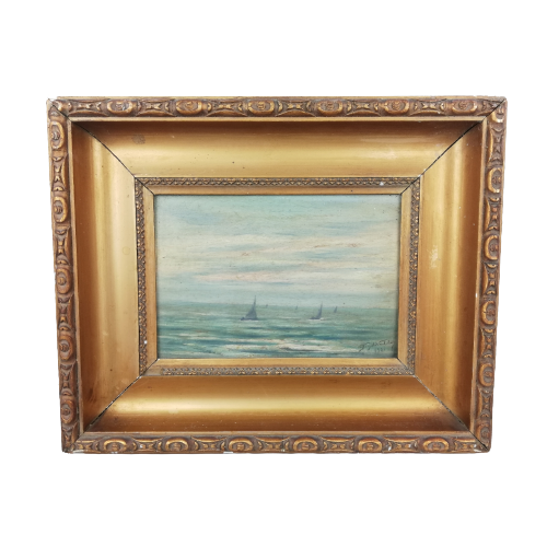 Franz De Vadder - Schilderijtje: Zeilschepen Op Zee