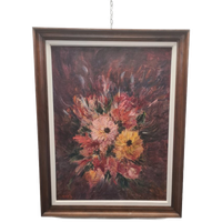 Olieverf Schilderij Op Doek Met Bloemen Van E. Marie
