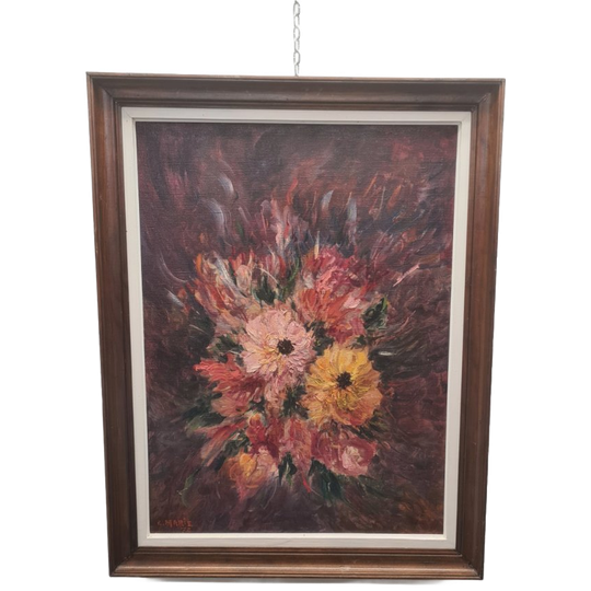 Olieverf Schilderij Op Doek Met Bloemen Van E. Marie 1