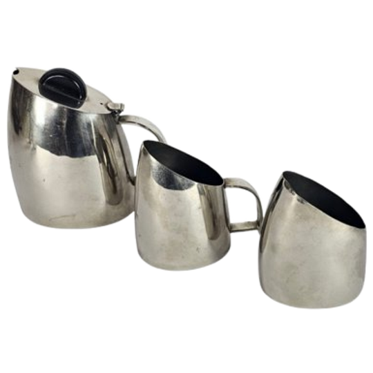 Art Deco Stijl - Bauhaus - Koffie/Thee Set. (3) - Metaal - Chroom - Zilver - Bakeliet - 2E Kwart 1