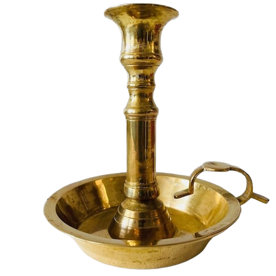 Vintage Massief Messing Handkandelaar Met Vingerlus In Kamerstijl 1