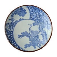 Mooi Japans Sierbord (Arita) Met Kraanvogels - Blauw Met Wit