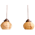 Paar Art Deco Hangers In Gemarmerd Opaline, 1920-30 thumbnail 1