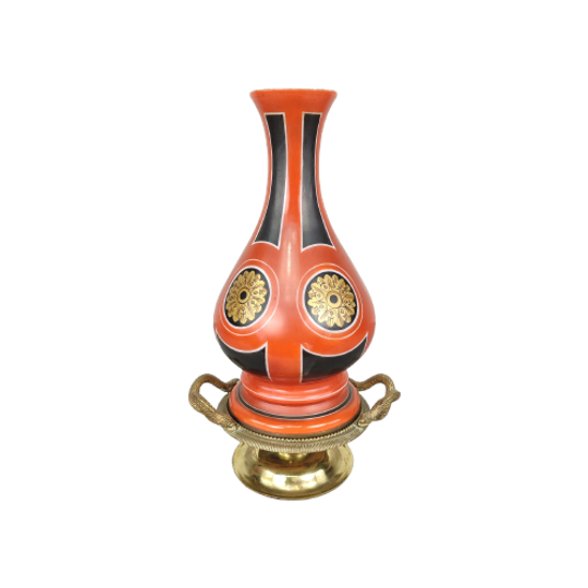 Antieke Tafellamp In Brons & Opaline 1