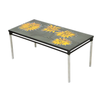 Vintage Keramische Tegeltafel Adri Design Geel Abstract Bloem 92Cm