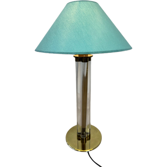 Vintage Hollywood Regency Tafellamp – Messing En Perspex 1