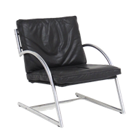 Vintage Design Fauteuil In Zwart Leer, 1960S
