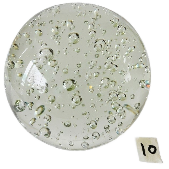 Vintage Glazen Presse Papier Helder Kristal Gecontroleerde Bubbels 9,5 Cm 1